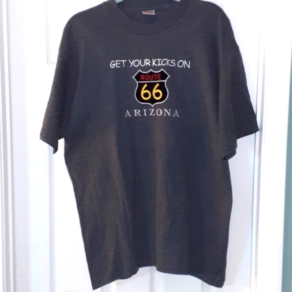 TND Other - Mens Route 66 T-Shirt Gray Embroidered